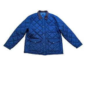 Crown & Ivy Quilted Barn Jacket Mens Blue Excellent Corduroy Collar SIZE XL